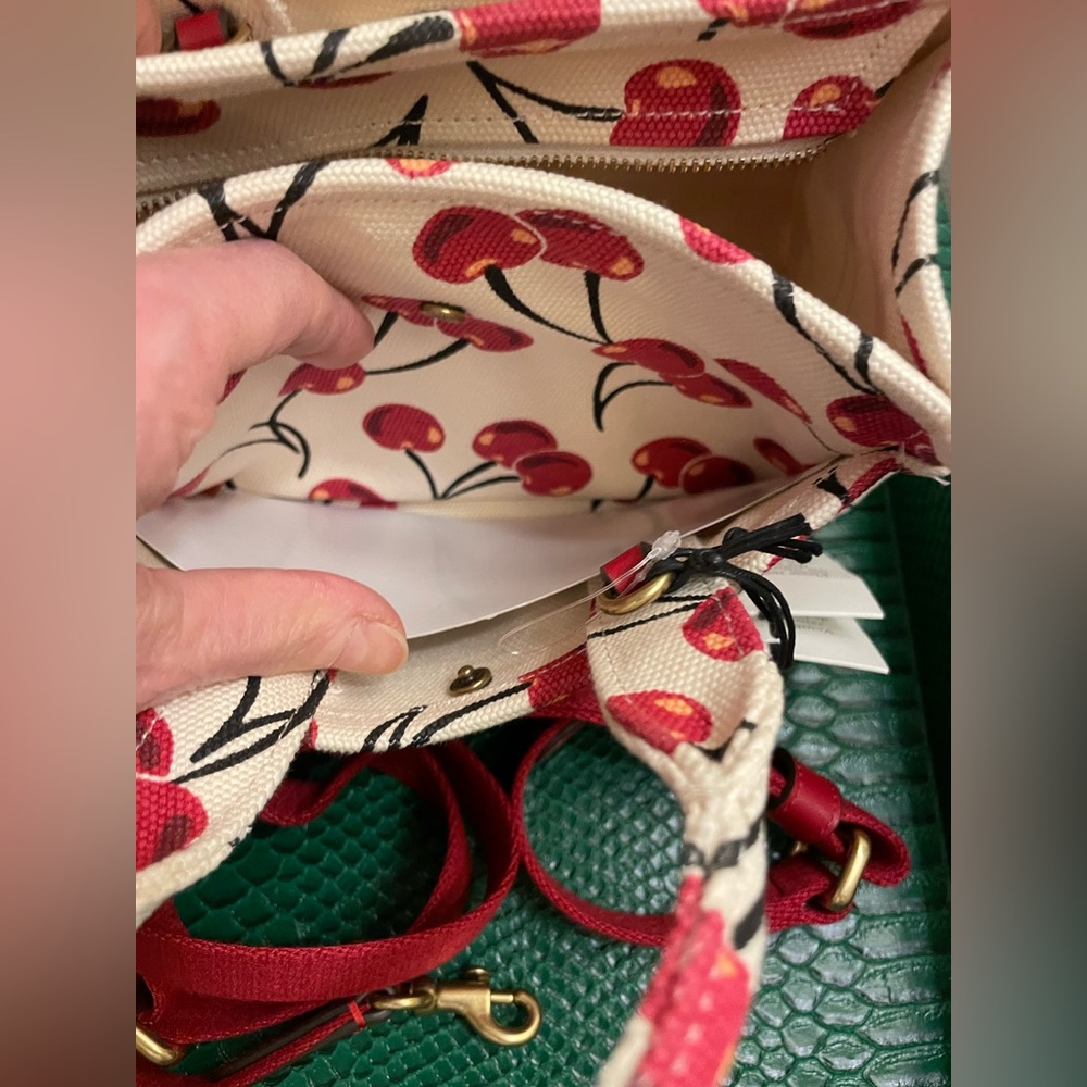 Coach Cargo Cherry Print Canvas Tote Bag NWT - Picture 4 of 13
